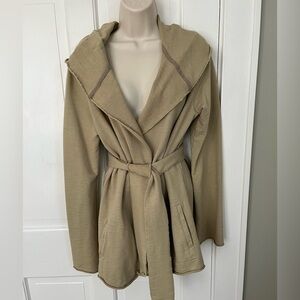 LUCKY BRAND 100% French Terry Wrap Hooded Sweatshirt L Casual Comfy Boho